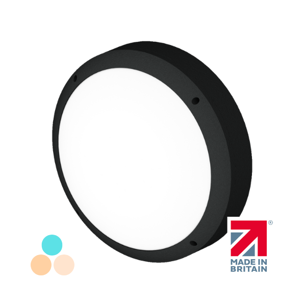 Newton Metal Bulkhead Multi-Wattage Tri-Colour IP65