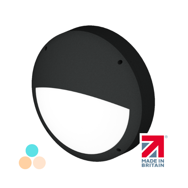 Newton Metal Half Moon Bulkhead Multi-Wattage Tri-Colour IP65